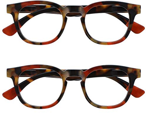 Opulize Ava 2-pack kvinnor damer brun sköldpaddsskal röd super bekväm passform läsglasögon fjädergångjärn RR62-Z +1,00