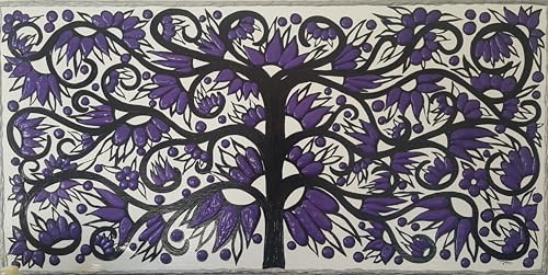 DORON ARTE QUADRO MODERNO ASTRATTO DIPINTO A MANO TELAIO GALLERY BORDI DIPINTI - ALBERO DELLA VITA - 1 metro x50x4 cm -RIF163