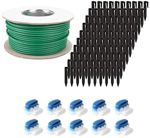 ECENCE 50m câble périphérique + 10x Connecteur + 100x Piquets de Terre pour Fixation, Kit d’Accessoires et de réparation pour Robot-Tondeuse Utilisation Universelle