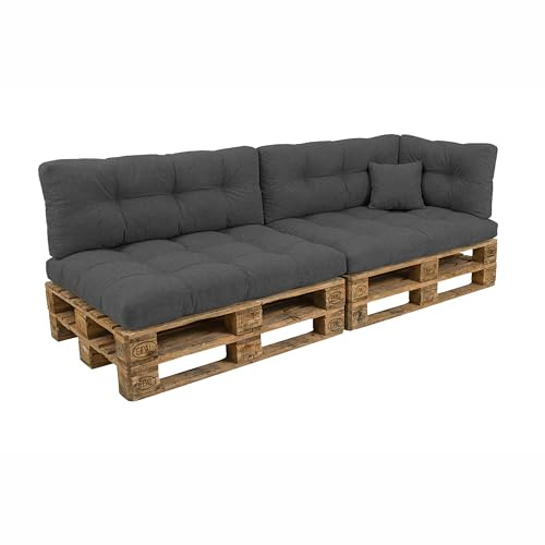POKAR Palettenkissen Palletenauflagen Palettenpolster Palettensofa Palettenmöbel 6er Set: Sitzkissen 120x80 + Rückenlehne 120x40, Anthrazit