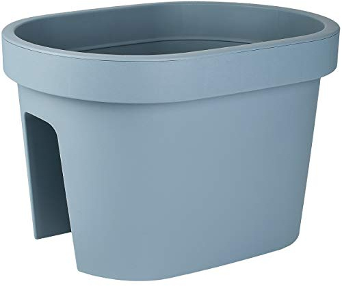 alles-meine.de GmbH Blumentöpfe - Modell & Farbwahl - 5 Stück Geländer Blumenkästen - grau - dunkelgrau/graublau - LANG - oval - 40 cm - Blumentöpfe/Pflanzkübel/Pflanzsch..