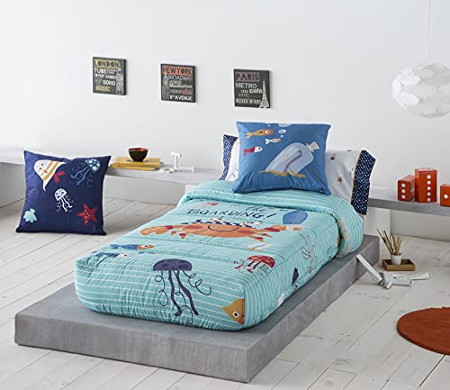 Edredón Ajustable de Algodón Infantil Ideal para Camas Nido o Literas Modelo Crabby de JVR (Cama 90cm)