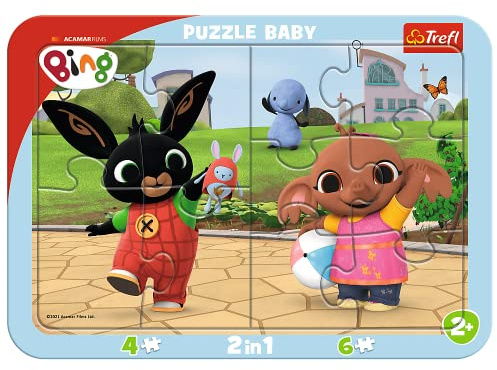Trefl, Puzzle, Rahmenpuzzle mit Unterlage, 10 Teile, Spiel mit Bing, für Kinder ab 2 Jahren