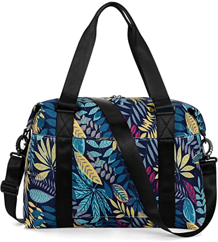 HAWEE Unisex Reisetasche Groß Sporttasche Wasserdicht Seesack Handgepäck Tasche Wochenende Trainingstasche Faltbare Weekender Tasche Duffel Bag für Gym, Urlaub, Schwimmen, Grünes Ahornblatt