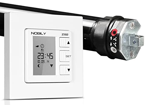 NOBILY Profi-Set Rollladenmotor P4 13/14-40 mit elektronischer Endabschaltung inkl. NOBILY Rollladen Zeitschaltuhr ZS2 ultraweiß