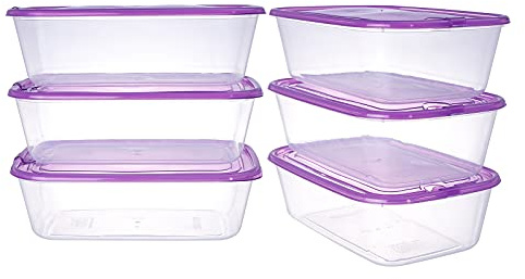EASYLOCK Frischhaltedosen Mit Deckel, 1.3L*6, Meal Prep Boxen Mikrowellengeeignet, dosen zum einfrieren, Aufschnittboxen für Kühlschrank, Gefrierdosen Set, Tiefkühldosen,Essensbox,Einfrieren Behälter