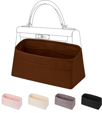 DGAZ Seiden Handtaschen Organizer für Kelly 32, Tasche in Tasche, Gold | Innentasche, Weiches Satinfutter, Passform, Optimaler Schutz, Leicht