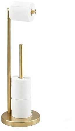 Toilet Roll Holder Free Standing, NEWRAIN Gold Bathroom Accessories Freestanding Toilet Roll Holder, Stainless Steel Toilet Roll Storage