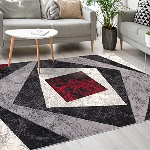 Mazovia Groß Teppich Wohnzimmer 300x400cm Anthrazit Grau Geometrisch Weich | Teppich für Schlafzimmer Büro Esszimmer 90er-Retro Pflegeleicht Fußbodenheizungsgeeignet Reinigungsmittelbeständig Kurzflor