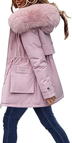 Abrigo de Invierno para Mujeres Abrigo Forrado de Sherpa Abrigo con Capucha Abrigo Espeso Abrigo cálido Abrigo Largo de Invierno Abrigo con Capucha Abrigo Largo de vellón