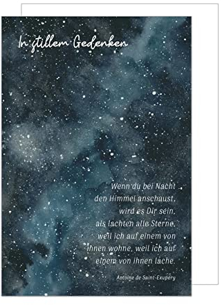 Edition Seidel Premium Trauerkarte mit Umschlag. Beileidskarte Trauer Karte mit Spruch Sternenhimmel Universum Abschied Teilnahme Mitgefühl (T1077 SW023)