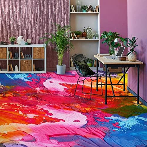 Bathroom Floor Stickers Waterproof 3D Paint Art Dream 9325 Floor Wallpaper Murals Self-Adhesive Removable Kitchen Bath Floor Waterproof Floor Rug Mat Print Epoxy,150 * 105Cm