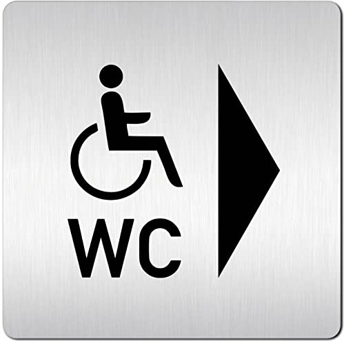 Türschilder24 XXL Schild - Türschild (B) • 125 x 125 x 1,5 mm • behinderten Toilette + WC rechts Rollstuhl • Aluminium Vollmaterial • 100% Made in Germany