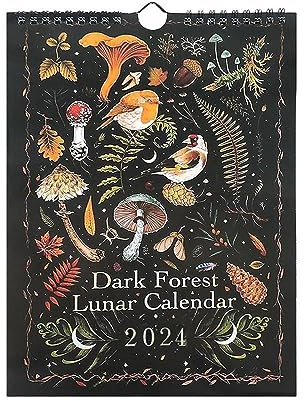 Ceolup Dark månkalender – mörk skog månkalender 2024-4 familjeplanerare 2024 kalender vattentät väggkalender med 12 illustrationer mörka skogsscener till jul påskpresenter 21 x 29,8 cm