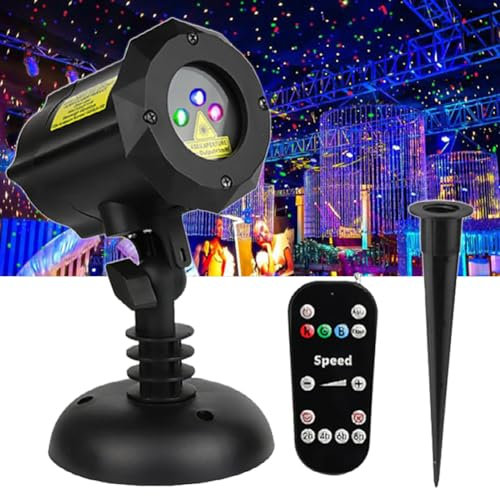 QUTBAG Proiettore Natalizio, proiettore stellare Firefly da Giardino con Telecomando, Lampada paesaggistica a LED per Esterni per Decorazioni Natalizie, Decorazioni per la casa, Feste, Eventi