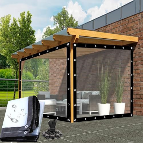 Durchsichtige wasserdichte Plastikplane Mit ösen -seitenwände Mehrzweck Plane Terrassenüberdachung Für Gewächshaus, Außenveranden, Kindergarten, Vordach(Size:1x3m/3x10ft,Color:Löschen)