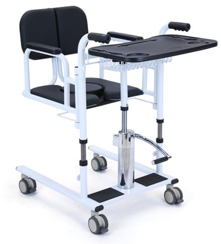 XZLZMYP Toilettenstuhl Duschstuhl Mit Rollen Höhenverstellbar Fahrbar Dusch Toilettenstuhl Mit 180° Geteiltem Sitz Toilettenstuhl Für Senioren Behinderte Und Kranke,C,4