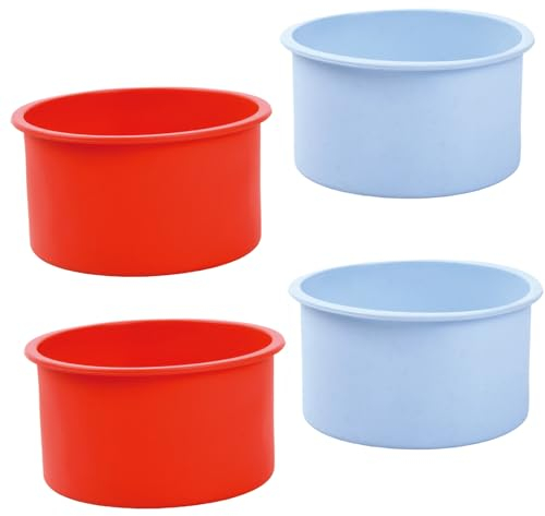 Rapidbok 4 Stück 4 Zoll Silikon Backform, Silikon Kuchenform Rund Klein, Silikon Backformen Set, Kuchenformen Silikon Schichtkuchen Backformen, Backform Rund Antihaft für Kuchen Käsekuchen Brote