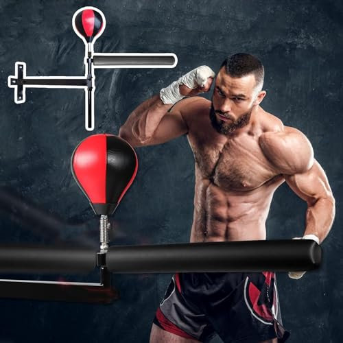 Elitix Wing Chun Dummy Taekwondo-Trainingsausrüstung für Kinder und Erwachsene, Box-Spinning-Reflex-Übungsstange, Günstige Schlag-Trainingspuppen (Size : Single Ball)