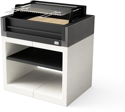 TUOZI - Einbaugrill für Holz und Holzkohle Modell KITAWAY GRILL (Grau/Weiß - 94 x 63 x 101 cm) REF: T00551 - Für den Außenbereich