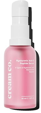 cream co. Peptide & Hyaluron mit Niacinamid, Aloe Vera 30 ml, 5-Fach Hyaluronic Acid Anti-Falten, Regt Kollagenproduktion, Hauterneuerndes für alle Hauttypen, Anti Aging Formel