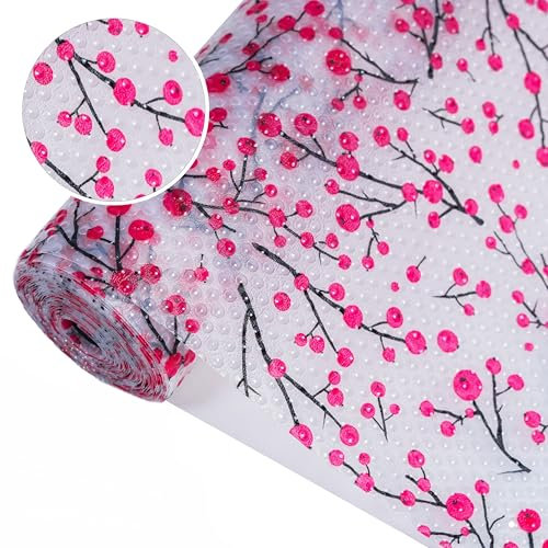 Tappetino per cassetti impermeabile Tappetini Non-adesivo EVA Plastica Rotolo per Mensola Cassetto Frigorifero Tavolo Mobile Cucina Lavello Ripiani, Ritagliabili 44cm x 400cm rosso bianco trasparente