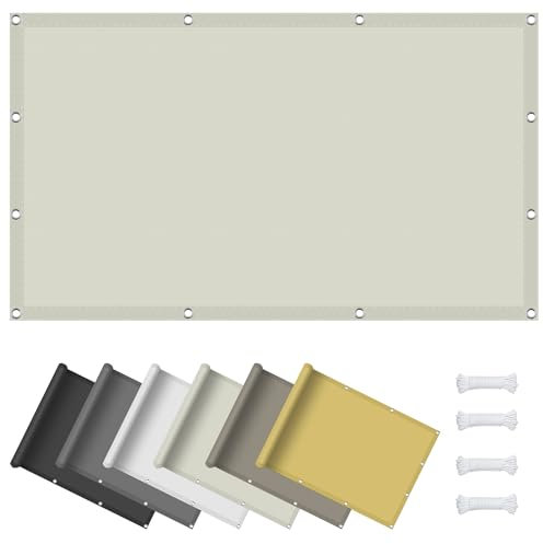 Sonnensegel Nach Maß mit Ösen 60 x 440 cm Sonnensegel Garten Sonnenschutz Balkon 95% UV Schutz PES Polyester Sonnenschutz für Garten Balkon Camping Terrasse Pergola, Elfenbein