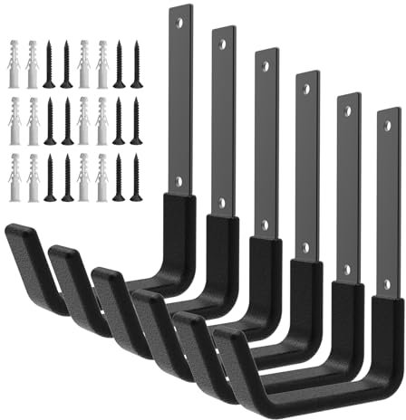 Juformin Robuste Haken für Garagen, Aufbewahrung, Utility-Haken, Wandhalterung, Garagenhaken, strapazierfähig, Garagen-Wandhaken, Kettensägenaufhänger, Laubgebläse-Aufhänger (6 mittlere)