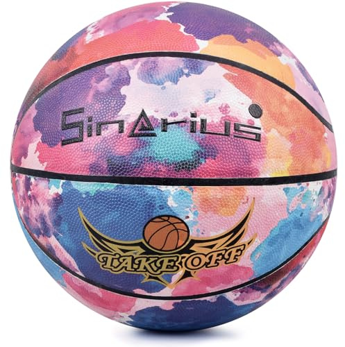Sinarius Basketball Size 7 with Pump, Training Basketball Ball for Indoor Outdoor, Youth Adult Use