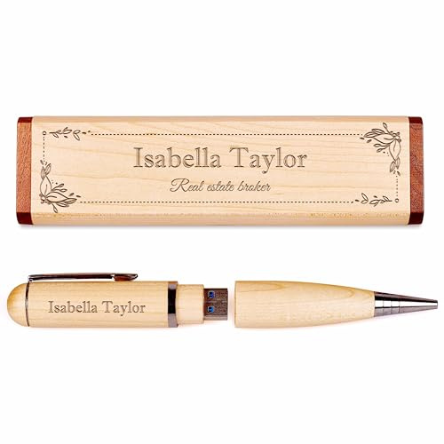 Clé USB Gravure Bois Personnalisée,USB Flash Drive 3.0 Coffret en Bois personnalisé,Coffret Stylo Bois Personnalisé Idée Cadeau pour Mariage,Remise des diplômes, Anniversaire (Graphic-4, 16.0, GB)