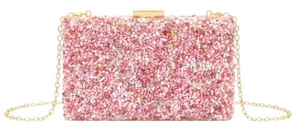 MODELISA - Bolso Clutch Cartera De Mano Cadena De Hombro Piedras Boda Noche Evento Mujer