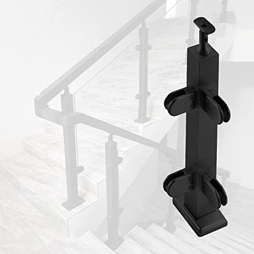 Poteau de Balustrade en Verre Noir, Pince de Garde-Corps en Verre d'escalier avec connecteur Flexible, système de Support de clôture de Balustrade de terrasse de Jardin, Poteau d'angle - 130 cm/51 po
