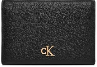 Calvin Klein Damen Kartenetui Monogram Flap aus Leder, Schwarz (Black), Einheitsgröße