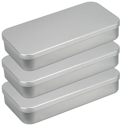 Ideen mit Herz Metall-Boxen mit Scharnier-Deckel | Blech-Kiste | Aufbewahrung für Kleinteile, Schmuck, auf Reise | 20,3 cm x 10,3 cm x 3,5 cm | 3 Stück