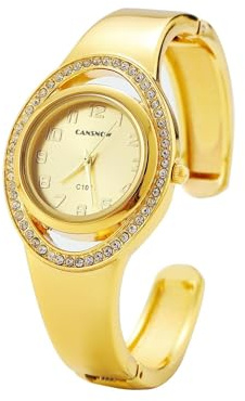 CANSNOW Damenuhr – Edle Spangenuhr Damen mit funkelnden Akzenten | Damen Uhr | Damenuhr Gold | Damenuhr Silber | Uhr Damen Gold | Uhr Damen Silber | Goldene Uhr Damen | Damenuhr Rosegold