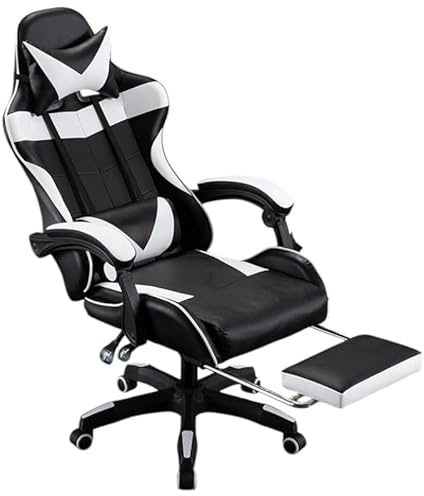 Mi Ko Mi Ka Silla Gaming para Escritorio, Oficina y Juegos Online Giratoria. Silla Cómoda de Altura Ajustable para Gaming ergonómica, de Piel sintética (SILLA-GAMING-813F-BLANCO-GJ)