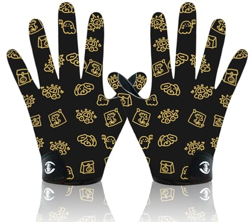 AMYESE Boys Girls Football Gloves, Youth Sticky Ball Receiver Gloves with Tacky Silicone Palm for Excellent Grip,Snug Fit, Cute Cartoon Pattern Footballs Receiving Glove for Kids Flag Football