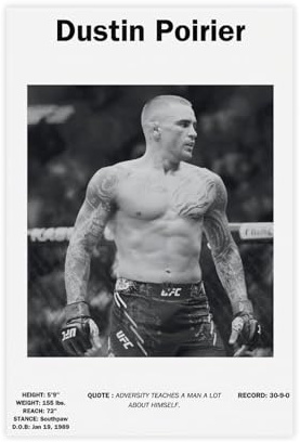 efhavce Dustin Poirier UFC Poster sur toile pour décoration de chambre à coucher, bureau, chambre, cadeau 40 x 60 cm