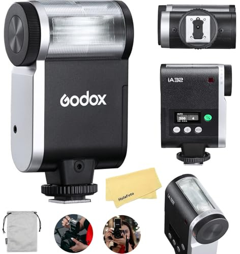Godox iA32 Mini Camera Flash for Canon Sony Nikon Fuji Panasonic Olympus Pentax and Other DSLR Camera,Digital Camera w/Standard Hot Shoe,2.5s Recycle Time,490 Full-Power Flashes,S1/S2 Optical Trigger