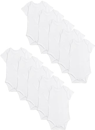 Marks & Spencer Kinder Unisex reine Baumwolle Body 10er-Pack Regular | Ärmellänge: Cap-Ärmel, Rundhalsausschnitt, Zum Reinschlüpfen, Leicht