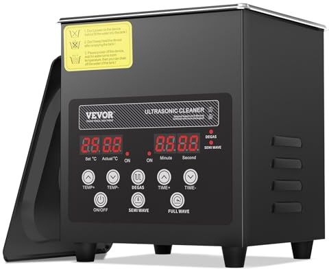 VEVOR Limpiador Ultrasónico, 60 W Máquina de Limpieza Sónica Digital de 2 L con Modo Suave y Desgasificación Mejorada, Calentador y Temporizador para Joyas, Gafas, Herramientas y Retenedores