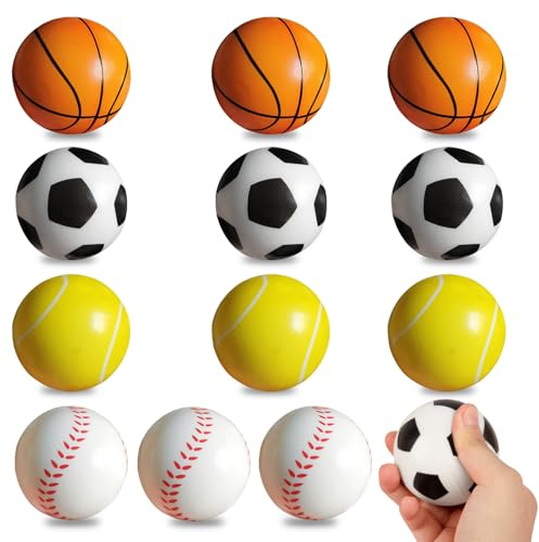 MHYMX Foam Tennis Balls, 12 Pcs Soft Ball Set Mini Tennis Balls Sponge Football Elastic Pressureless Basketball Bulk Training Tool for Beginner Practice