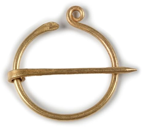 HEMAD Lot de 2 pares de fíbulas vikingas hechas a mano - Diámetro: 3 cm - Fibras con anillos - Fíbulas con anillos - Aguja medieval - En latón - Modelo: Thersites