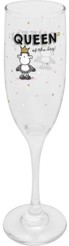 Sheepworld Bicchiere da spumante Queen of the day | vetro Secco stampato, altezza 22,3 cm, 20 cl, in confezione regalo, regalo di compleanno, fidanzata | 74719