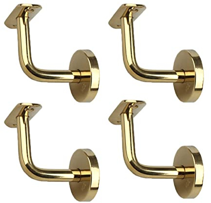 Heavy Duty Stainless Steel il Brackets - Set of 4 Wall Mounted Support for Wood & Steel Railings - Durable Bannister Holders (Screws Not Included)