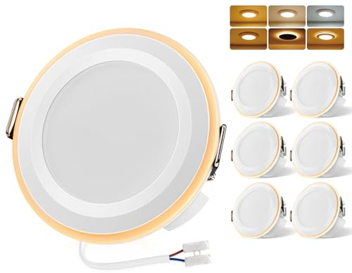 QOJUX LED Einbaustrahler 230V mit Nachtlicht, 65-75mm Lochmaß, IP44 Spots | 3 Lichtmodi Deckenspots, 5W 470LM LED Spots Deckenleuchte,Warmweiß Neutralweiß Kaltweiß für Schlafzimmer Wohnzimmer, 6er Set