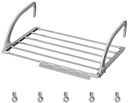 ONEBO 1 Pezzi Stendino da Termosifone,Stendibiancheria,Stendibiancheria Pieghevole per Radiatore,Risparmia spazio,per Appendere Vestiti, Asciugamani, Biancheria Intima, Scarpe, Calzini(58x32cm)