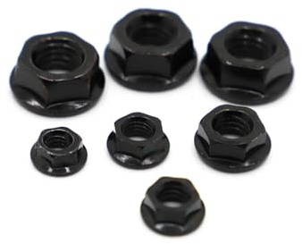Sicherungsmuttern, 2–20 Stück M3 M4 M5 M6 M8 M10 M12 schwarzer Kohlenstoffstahl gezahnte Spinlock-Sechskant-Sicherungsmuttern(M4 20pcs)