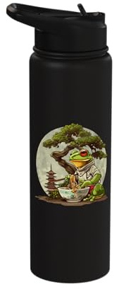 Frog Ramen Bonsai Tree Pagoda Tower Frog Ramen Bowl Artwork Stainless Steel Insulated Water Bottle