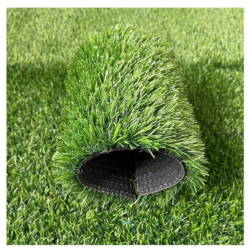 Erba artificiale, altezza 25 mm, tappeto erboso artificiale ad alta densità, con fori di drenaggio, per patio, balcone (verde, lungo 1 m)